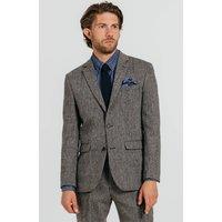 Dobell Men's Grey Herringbone Harris Tweed Jacket | Size: 42R
