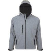 SOL'S Men's Replay Hooded Soft Shell Jacket (Breathable, Windproof & Water Resistant) in Grey | Size: 2XL
