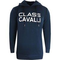 Cavalli Class Men's Reverse Logo Navy Blue Hoodie | Size: Medium