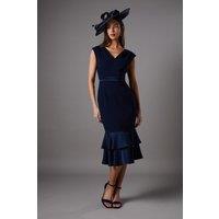 Coast Women's Satin Back Crepe Dress With Peplum in Navy | Size: 8