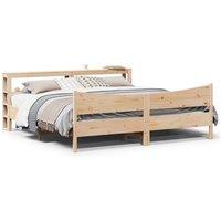 Berkfield Home Bed Frame with Headboard 180x200 cm Super King Solid Wood Pine in Brown