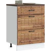 Berkfield Home Kitchen Base Cabinet Lucca Old Wood Engineered Wood in Brown