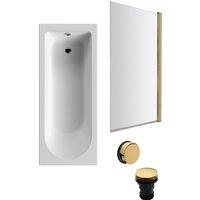 Balterley Round 1700x700 Bath Set - Front Panel & Brass Screen &Brass Waste in White