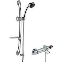 Balterley Thermostatic Bath Shower Mixer Tap Curved Slide Rail Kit Chrome in Silver