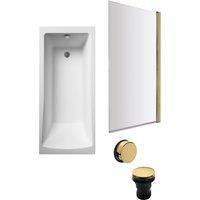 Balterley Square 1700x700 Bath Set - Leg Set, Brass Screen & Brass Waste in White