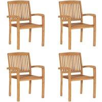 Berkfield Home Stacking Garden Chairs 4 pcs Solid Teak Wood in Brown