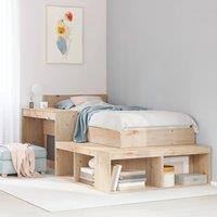 Berkfield Home Bedside Cabinet with Desk 232x122x75 cm Solid Wood Pine in Brown | Size: 232 x 122 x 75 cm