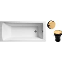 Balterley Square Single Ended 1700x700 with Brushed Brass Waste in White