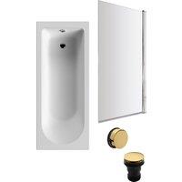 Balterley Round 1700x700 Bath Set - Leg Set, Chrome Screen & Brass Waste in White