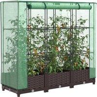 Berkfield Home Raised Bed with Greenhouse Cover Rattan Look 120x40x123 cm in Brown | Size: 120 x 40 x 123 cm