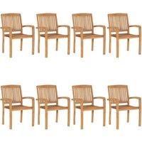 Berkfield Home Stacking Garden Chairs 8 pcs Solid Teak Wood in Brown
