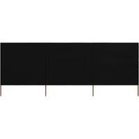3-panel Wind Screen Fabric 400x120 cm Black