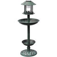 Berkfield Home Bird Bath/ Feeder with Solar Light in Green