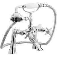 Balterley Kingsey Deck Mounted 1/2 Shower Mixer Tap, Shower Kit - Chrome/White in Silver