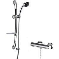 Balterley Thermostatic Bar Valve & Luxury Curved Slider Rail Kit Chrome in Silver