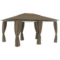 Berkfield Home Garden Marquee with Curtains 4x3 m Taupe 180 g/m in Beige