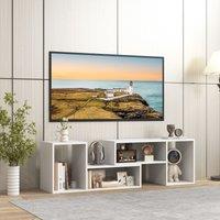 Costway 2 Piece Console TV Stand Free Combination TV Media Table with Storage Shelf in White