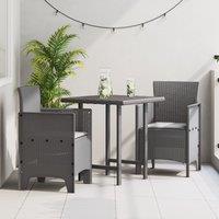 Berkfield Home Garden Chair Set of 2 Light grey Polyethylene Rattan Standard
