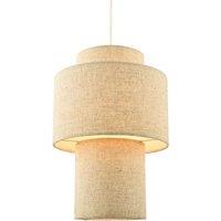 Happy Homewares Designer Natural Oatmeal Beige Linen Triple Level Pendant Light Shade in Brown