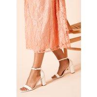 Dorothy Perkins Women's Wide Fit Spark High Block Heel Sandals in White | Size: 6