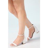 Coast Women's Bridal Thelma Faux Leather Medium Block Heel Sandals in White | Size: 6