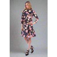 Cutie London Women's Floral Print Pleated Knee Length Skirt in Black | Size: 10