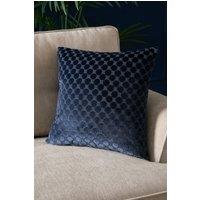Soiree 'Velvet Spot' Plain Dyed Jacquard Velvet Filled Cushion in Navy | Size: 43 cm x 43 cm