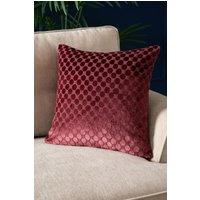 Soiree 'Velvet Spot' Plain Dyed Jacquard Velvet Filled Cushion in Burgundy | Size: 43 cm x 43 cm