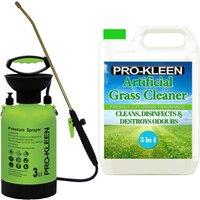 ProKleen 3L Pump Pressure Sprayer & Cut Grass Scent Artificial Grass Cleaner 5L in Green