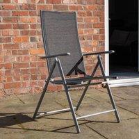 Samuel Alexander Outdoor Garden Patio Multi Position Reclining Folding Chair in Black & Silver in Grey