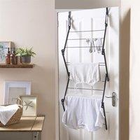 OHS Over Door Clothes Airer Utility Caravan Towel Clothes Drying Rack Hanger Compact in Black