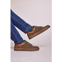 Moshulu 'Taunus' Men's Suede Trainers in Olive | Size: 7