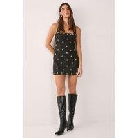 NastyGal Women's Eyelet Tailored Halter Neck Mini Dress in Black | Size: XL