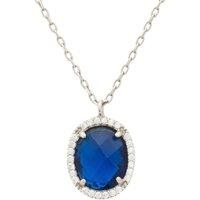 Latelita Women's Beatrice Oval Gemstone Pendant Necklace Silver Sapphire Hydro in Blue