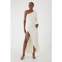 MissPap Women's One Shoulder Ruched Detail Maxi Dress in Butter | Size: 8