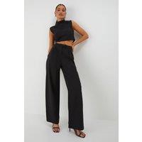 MissPap Women's Shoulder Pad Top & Tailored Trouser Co Ord in Black | Size: 8