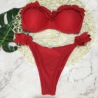 Lemon Daisy Accessories Women's Aurlie Luxe Bikini Set in Red | Size: Small