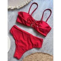 Lemon Daisy Accessories Women's The Veli Bikini Set in Red | Size: Large