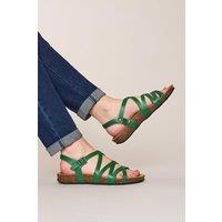 Moshulu Women's 'Ginger Ale' Strappy Cork Footbed Sandals in Green | Size: 5