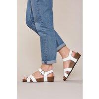 Moshulu Women's 'Bigbury 2' Leather Cross-Over Sandals in White | Size: 6