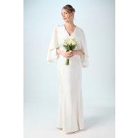 Coast Women's V Neck Batwing Satin Wedding Dress in Ivory | Size: 10