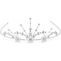 Jon Richard Women's Silver Crystal Flower Statement Tiara - Gift Pouch