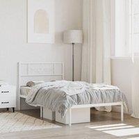 Berkfield Home Metal Bed Frame with Headboard White 90x200 cm