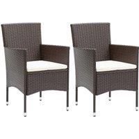 Berkfield Home Garden Dining Chairs 2 pcs Poly Rattan Brown