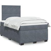 Box Spring Bed with Mattress Dark Grey 120x190 cm Small Double Velvet