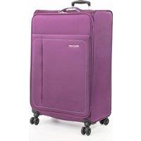 Pierre Cardin Soft Shell Wheeled Hold Suitcase Lightweight Long Haul Travel Luggage in Purple | Size: Medium