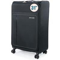Pierre Cardin Soft Shell Wheeled Hold Suitcase Lightweight Long Haul Travel Luggage in Black | Size: Medium
