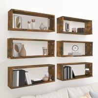 Wall Cube Shelves 6 pcs Smoked Oak 60x15x23 cm Engineered Wood
