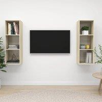 Berkfield Home Wall-mounted TV Cabinets 2 pcs Sonoma Oak Engineered Wood in Brown