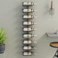 Berkfield Home Wall-mounted Wine Rack for 9 Bottles Gold Iron